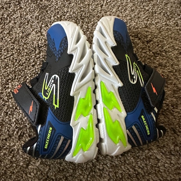 Skechers Kids Flex-Glow Bolt Black and Blue Shoes - Picture 6 of 8